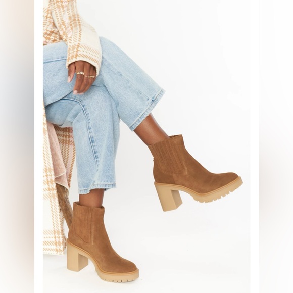 DV by Dolce Vita Shoes - DV by Dolce Vita Tan Suede Platform Chelsea Ankle Boots